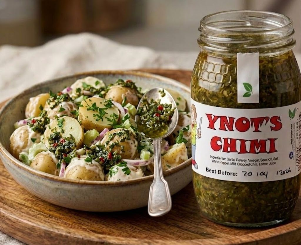 Ynot's Chimi on Potato Salad